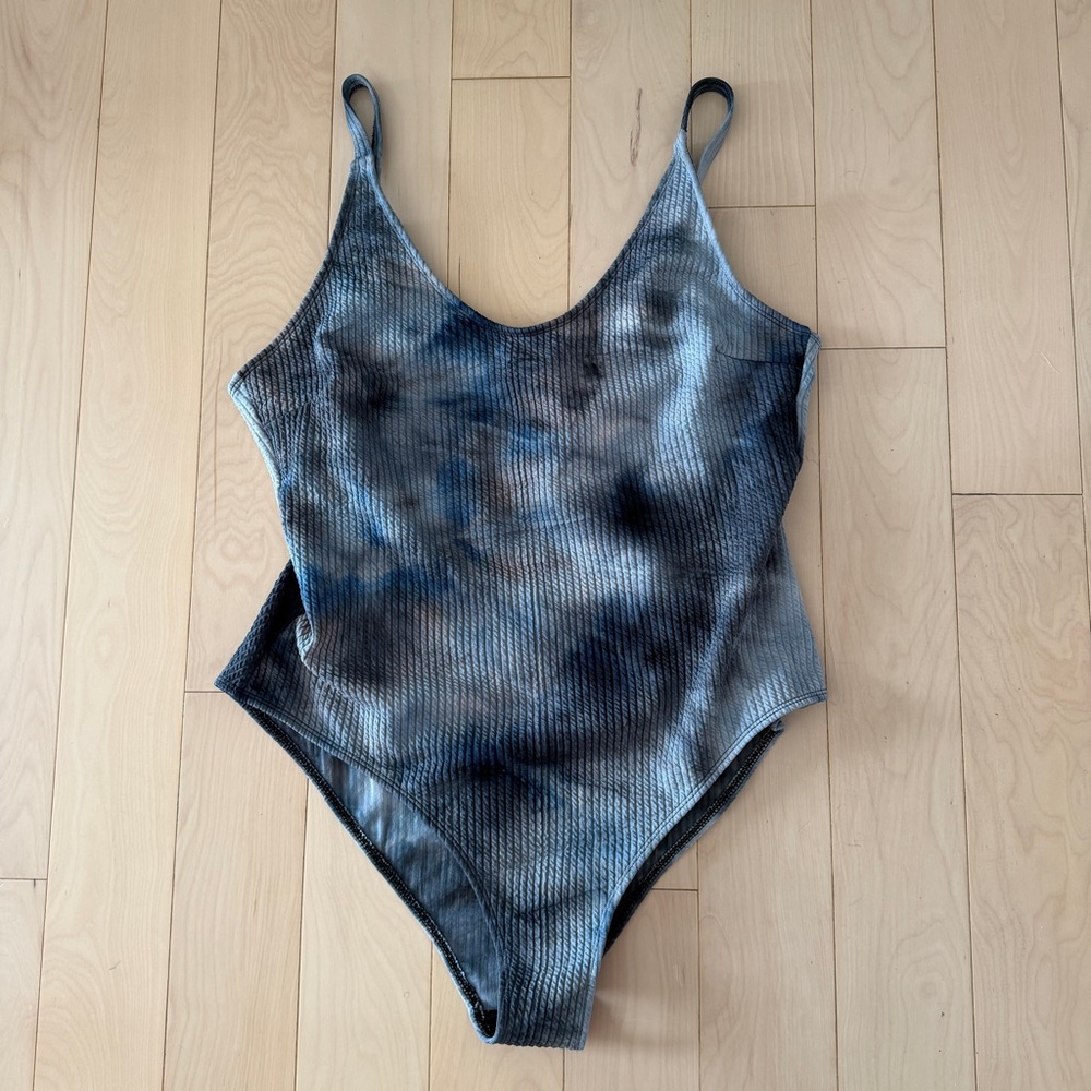Blue and Black Tie Dye Swim Suit